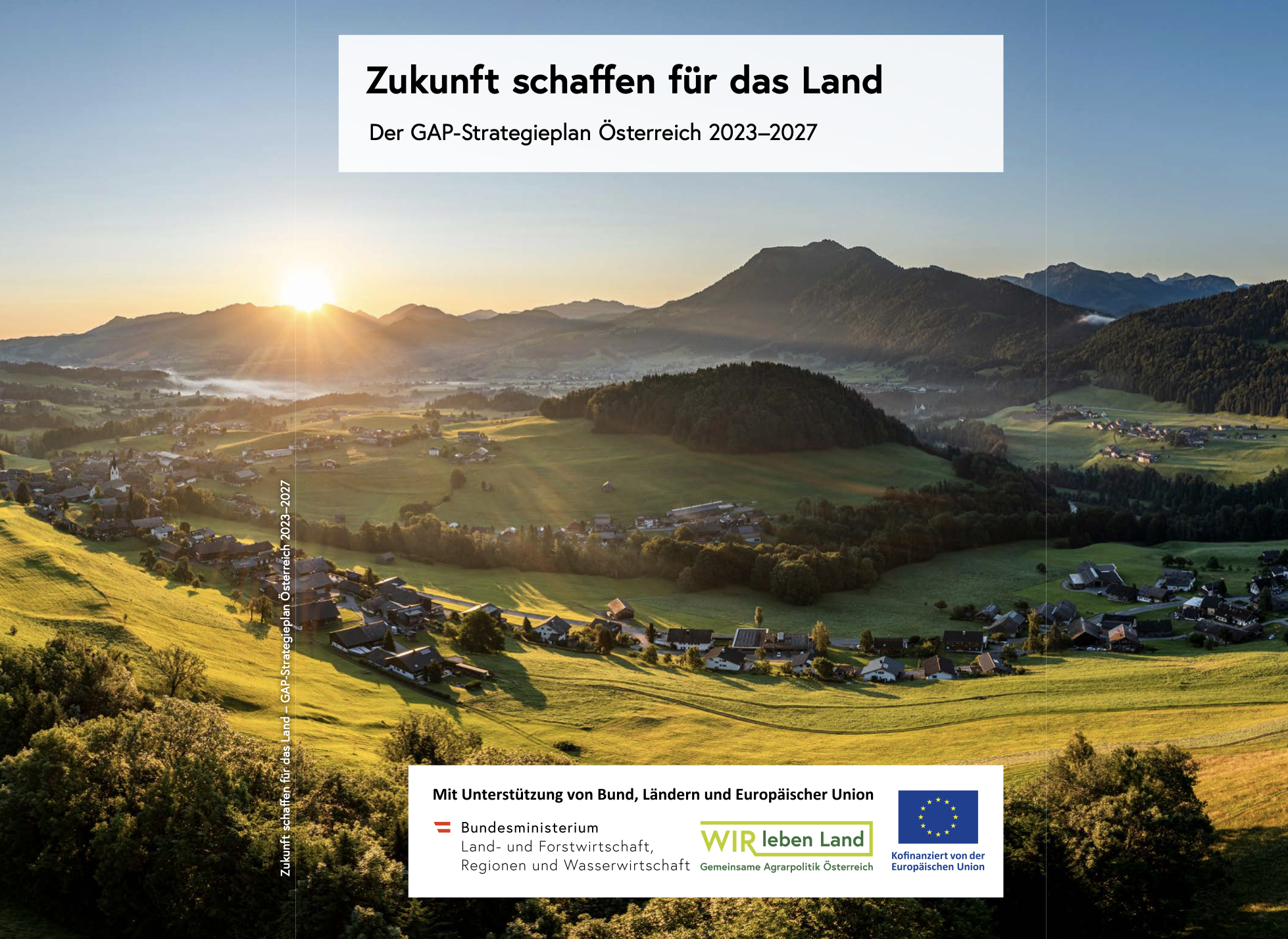 Zukunft schaffen für das Land Der GAP-Strategieplan Österreich 2023–2027. Sonnenuntergang vor einer Landschaft